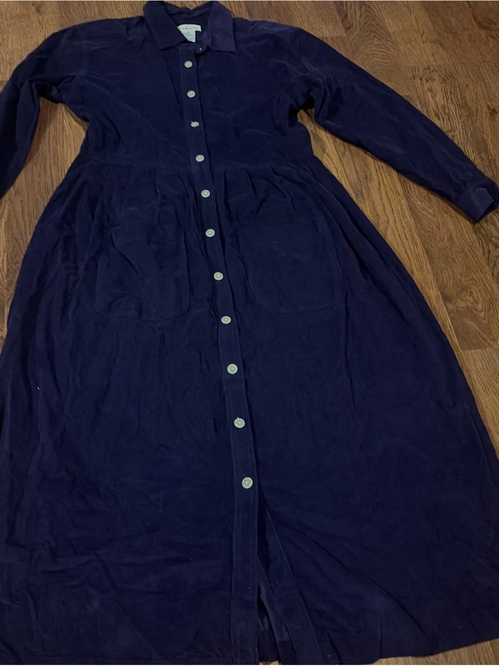 Talbots Navy Button-Front Maxi Shirt Dress